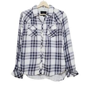 Rails | Tencel Blend Super Soft White and Blue Plaid Button Up Shirt